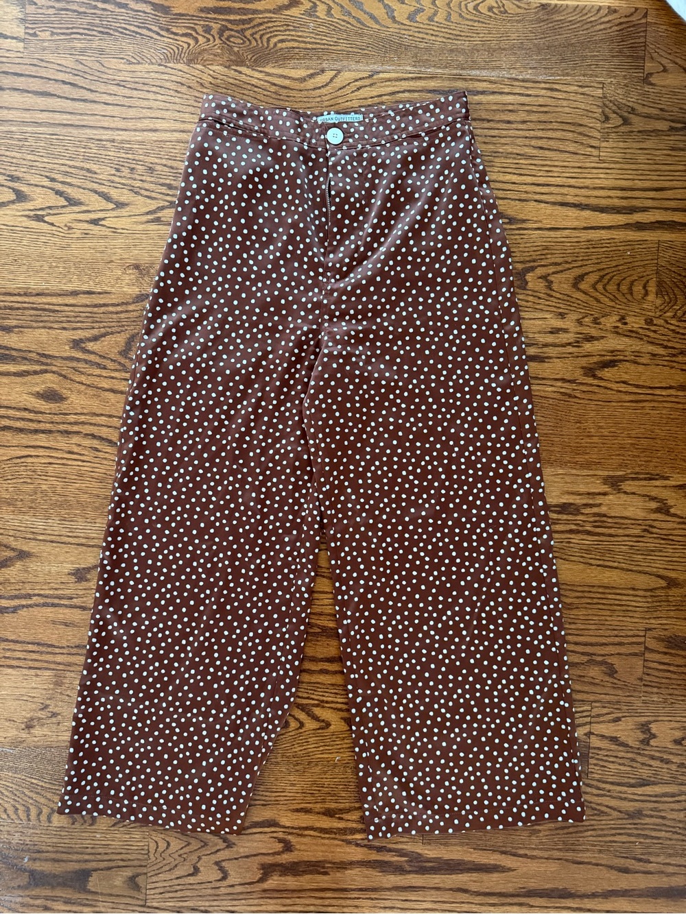 Urban Outfitters Brown Polka Dot Wide-Leg Pants